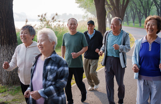 Old people exercising in the park