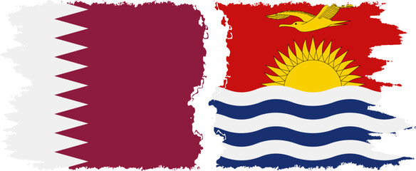 Kiribati and Qatar grunge flags connection vector
