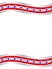 Abstract USA flag symbols wave pattern corner border design template with empty space for your text.	