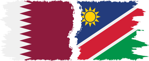 Namibia and Qatar grunge flags connection vector