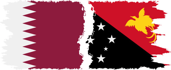 Papua New Guinea and Qatar grunge flags connection vector