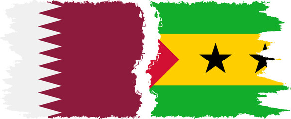 Sao Tome and Principe and Qatar grunge flags connection vector