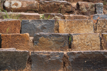 Close up of old stone steps