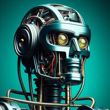 robot with headphones
