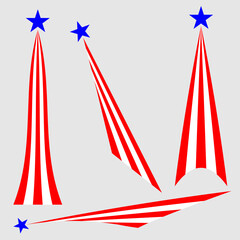 United States flag symbols stars and stripes fireworks icons set vector design