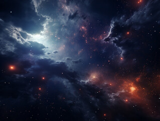 Fototapeta premium Nebula in deep space with stars. Abstract cosmos background Generative AI