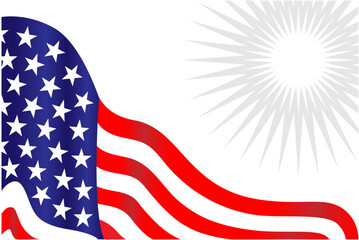 American flag wave corner frame with an empty space for text vector design.