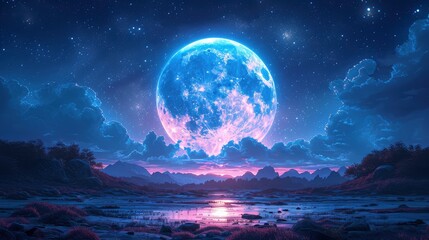 Naklejka na ściany i meble Moon Sky Photo Background, Background Banner HD