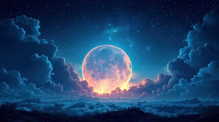 Naklejka na ściany i meble Moon Sky Photo Background, Background Banner HD