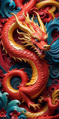 Naklejka premium Dragon Image, Logo, Icon and symbol in Chinese culture