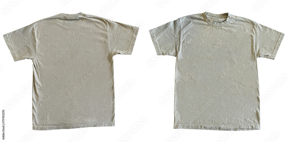 Wall mural Blank T Shirt Color Sand Template Mockup Front and Back View on Transparent Background