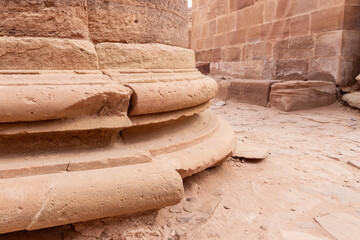 Remains the bottom part of columns of the main hall in the Roman part of the Nabataean Kingdom of...