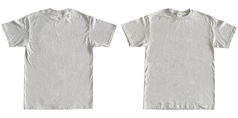 Blank T Shirt Color Silver Template Mockup Front and Back View on Transparent Background