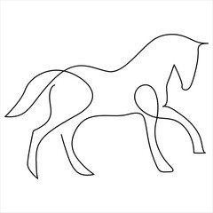 Continuous one line drawing of horse line art drawing vector illustration
