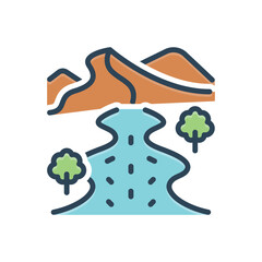 Color illustration icon for riverside