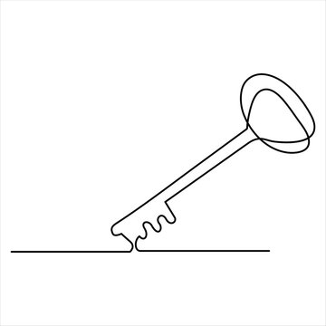 recommend clip art: Continuous one line drawing of key line art drawing vector illustration