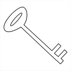 Continuous one line drawing of key line art drawing vector illustration