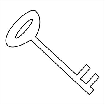 recommend clip art: Continuous one line drawing of key line art drawing vector illustration