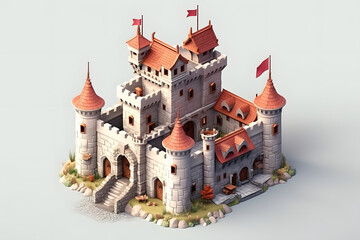 3d rendering isometric castle