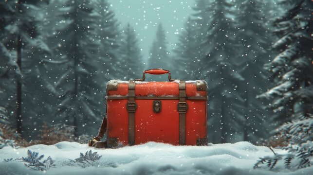 Photographers Suitcase On Winter Background Free, Background Banner HD