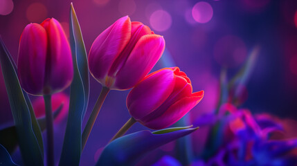 Tulips flowers with spring background. 