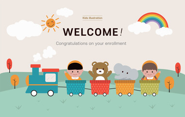 Obraz premium vector flat children illustration background