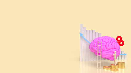 The Human brain with wind up for Business concept 3d rendering.