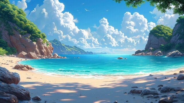 Sunny Morning On Sea Beach Zablace, Background Banner HD