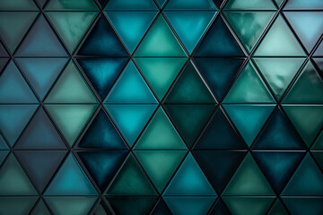 Fototapeta na wymiar A symmetrical arrangement of rhombuses, each filled with a gradient that transitions from a deep indigo to a vibrant turquoise.
