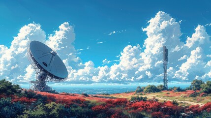 Telecommunications Satellite Singapore Under Blue, Background Banner HD