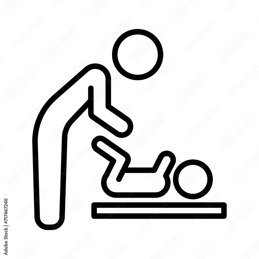 Poster changing table vector icon set collection. changing table outline flat icon.