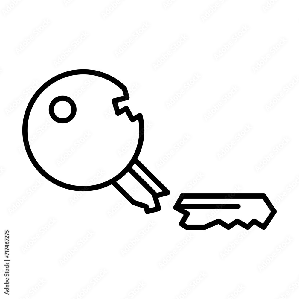 Poster broken key vector icon set collection. broken key outline flat icon.