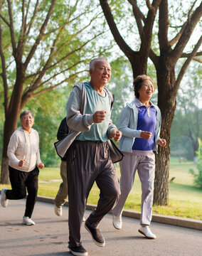Old people exercising in the park