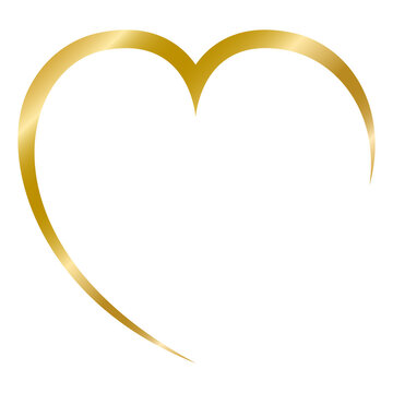 Open Heart, Gold heart shape outline vector illustration, Love vector pictogram, isolated on white background