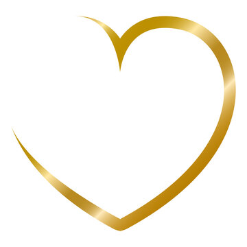 Open Heart, Gold heart shape outline vector illustration, Love vector pictogram, isolated on white background