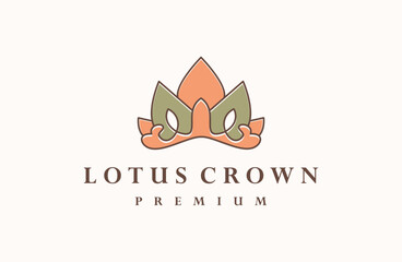 crown logo design vector template. King and queen lotus flower
