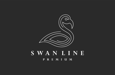 Elegant swan logo icon premium cosmetic brand template. Vector illustration.