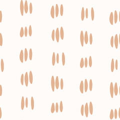 Paw scratches forming vertical stripes pattern in a color palette of brown on cream background forming a seamless vector pattern. Great for homedecor,fabric,wallpaper,giftwrap,stationery,packaging.