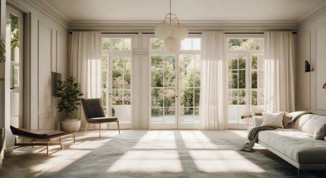 Luxurious white empty living room 
