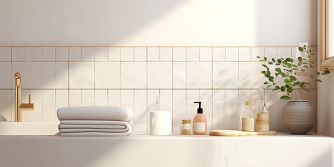 Fototapeta na wymiar A soap bottle in the bathroom. Generative AI