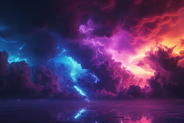 Fototapeta na wymiar colorful cloud and lightning