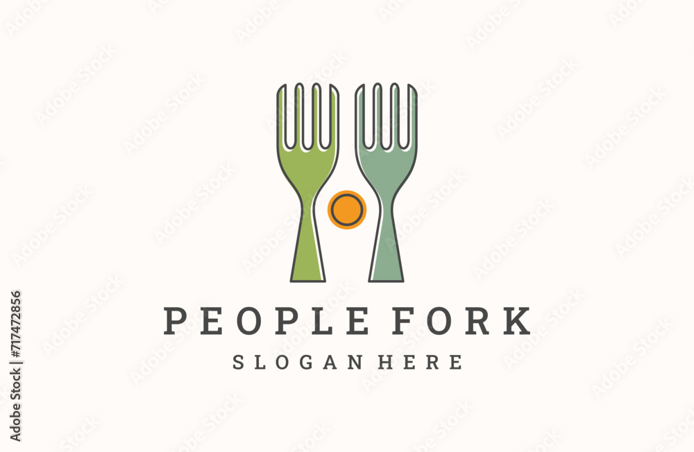 Wall mural food people fork logo vector icon illustration