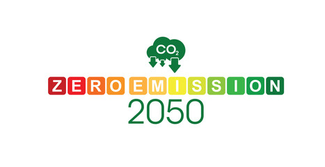 zero emission sign on white background	