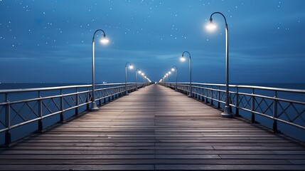 Bridge road in the middle of the beach. Generative AI