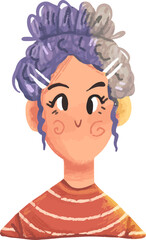 Cute Woman Character Icon Purple Hairstyle for Women's Day