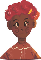 Black Woman in Cute Hair Style Character Design for Women's Day