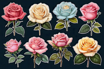 Illustrated Floral Roses Collection with Seasonal Variety