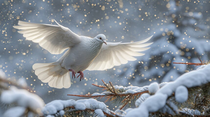 dove in the snow