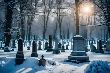 cemetery at night