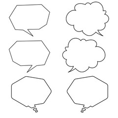 シンプルな吹き出しの白黒イラストセット